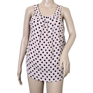 Elle Tank Pink Black Polka Dots Ties